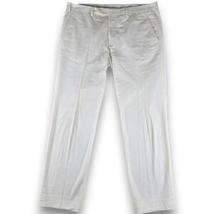 Rubinacci Napoli Luca Pants Mens 52 IT 36x30 White Cotton Made in Italy Trousers